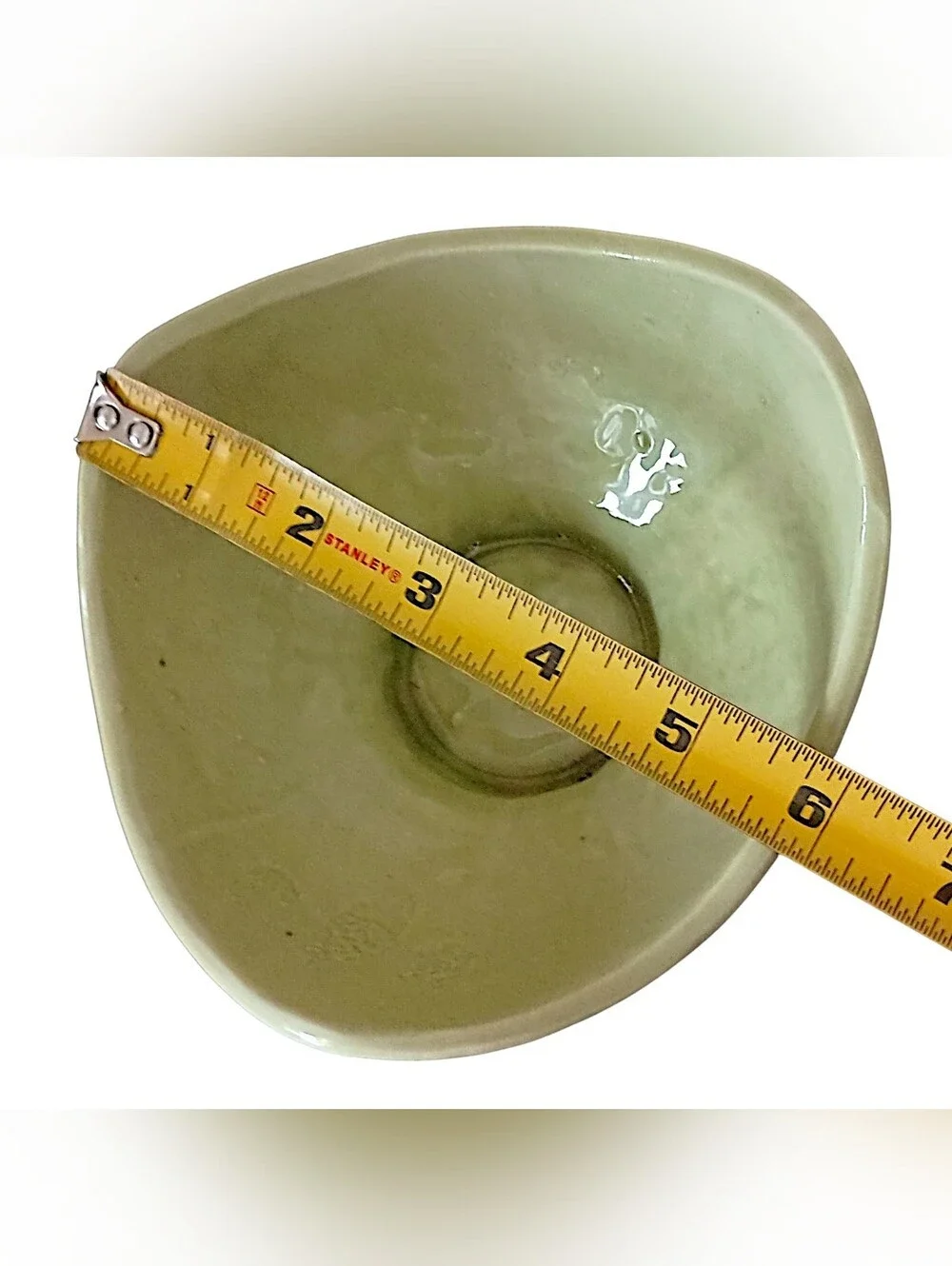 Vtg USA Pottery Planter Vase Bowl Pedestal Ikebana MCM Asymmetrical Chartreuse